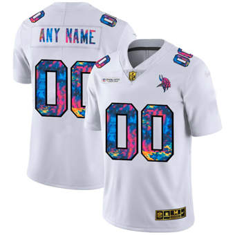 Men's Minnesota Vikings 2020 Customize White Crucial Catch Limited Stitched Jersey